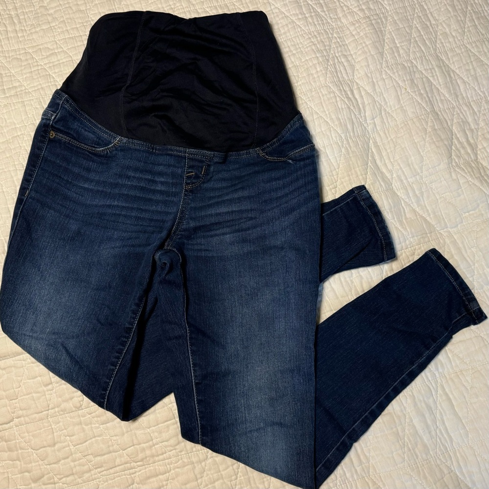 Isabel Maternity Skinny Entubado Jeans size small 2/26R Dark Blue Wrap back